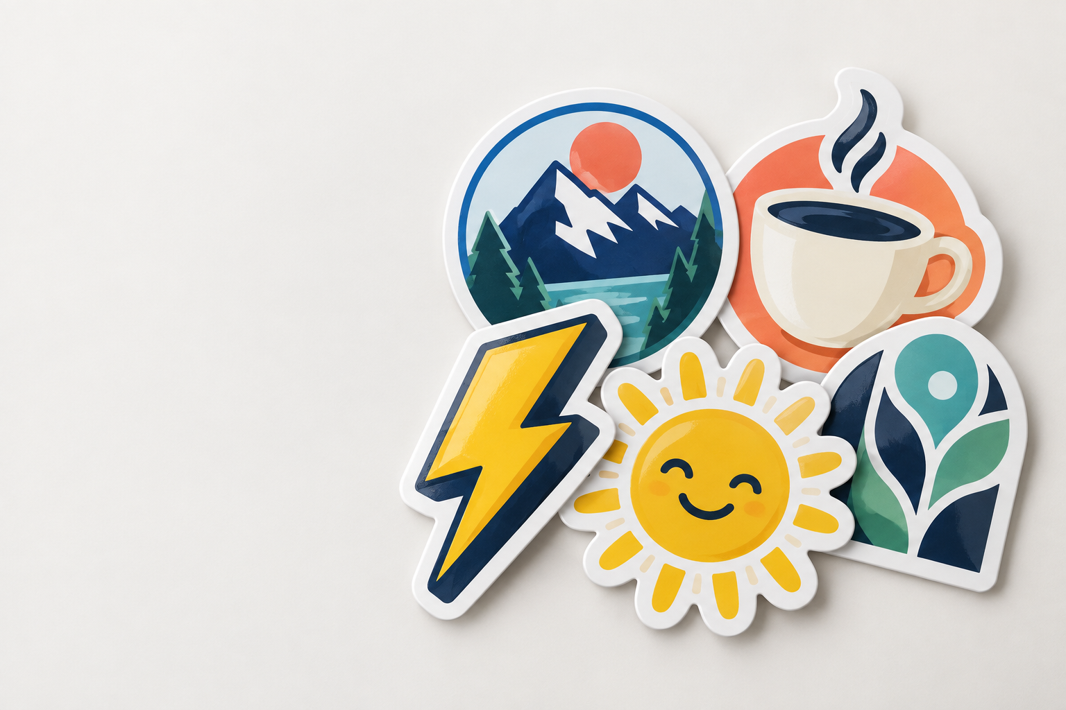 A colorful selection of custom die-cut vinyl stickers