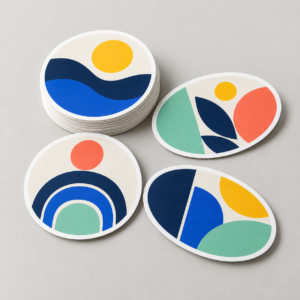 Circle and oval custom vinyl sticker samples